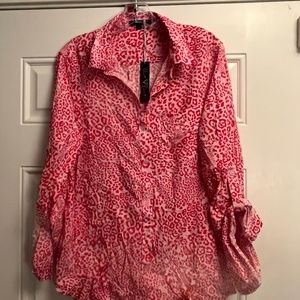 NWT Rosey Red Animal Print Blouse